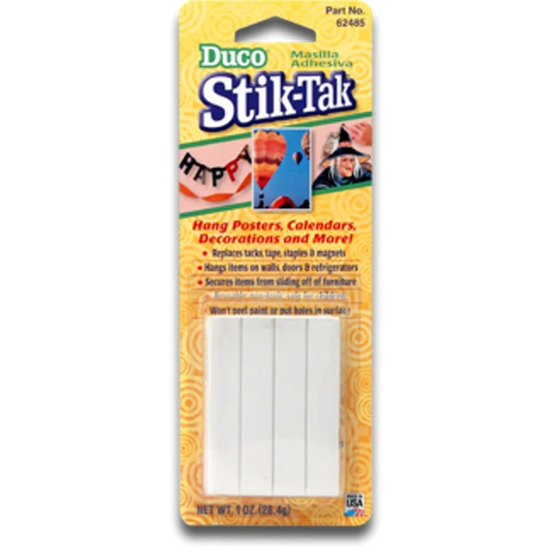 Stik-Tak Adhesive, Reusable, White, 1-oz.