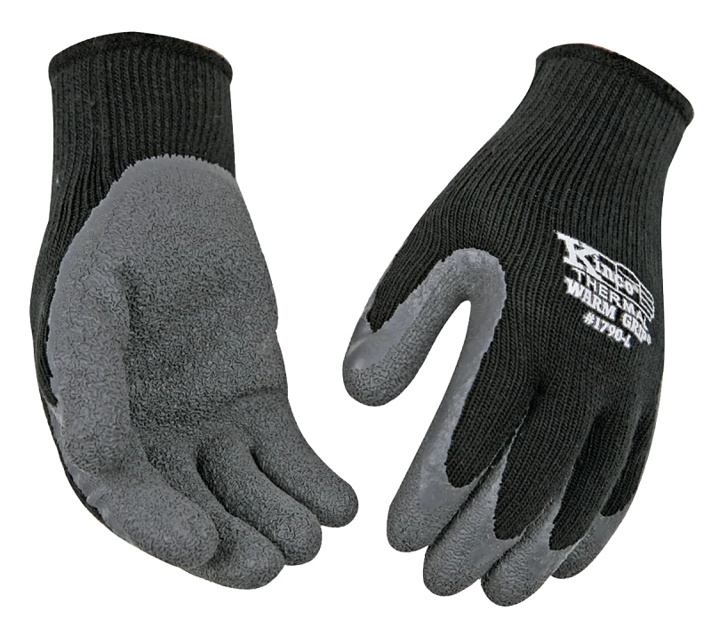 Men's Cold-Weather Knit Gloves, Latex-Coated, M