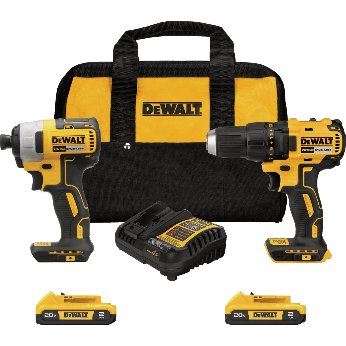 20-Volt MAX Cordless Compact Drill & Impact Driver Combo Kit, Brushless Motor, (2) Batteries, Charger
