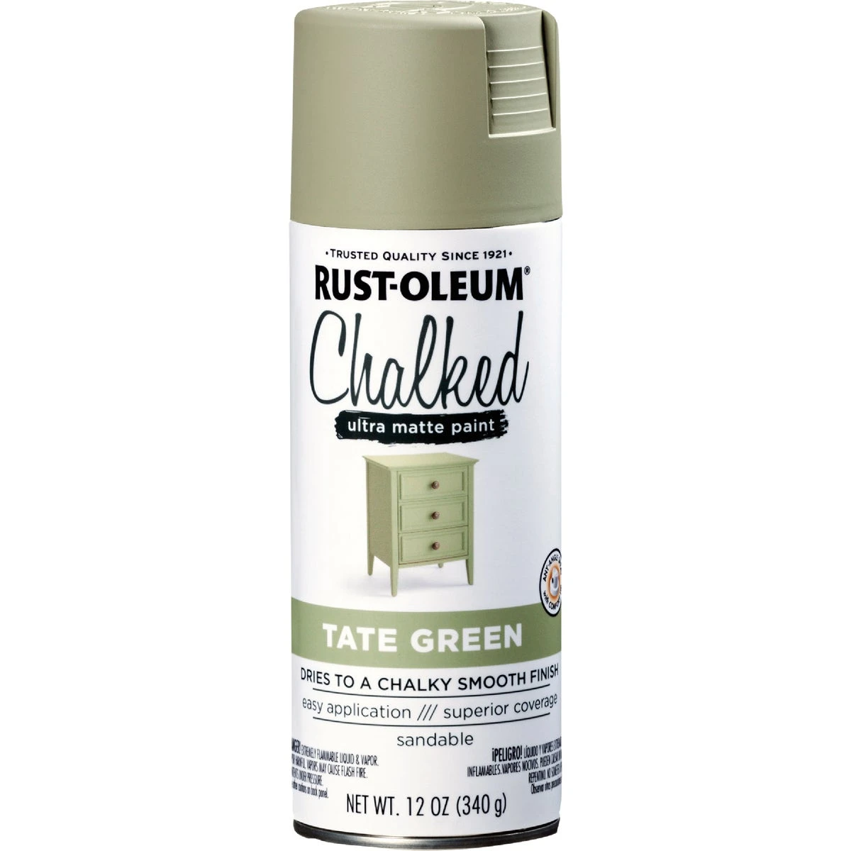 Chalked Ultra Matte Spray Paint, Tate Green, 12 oz.