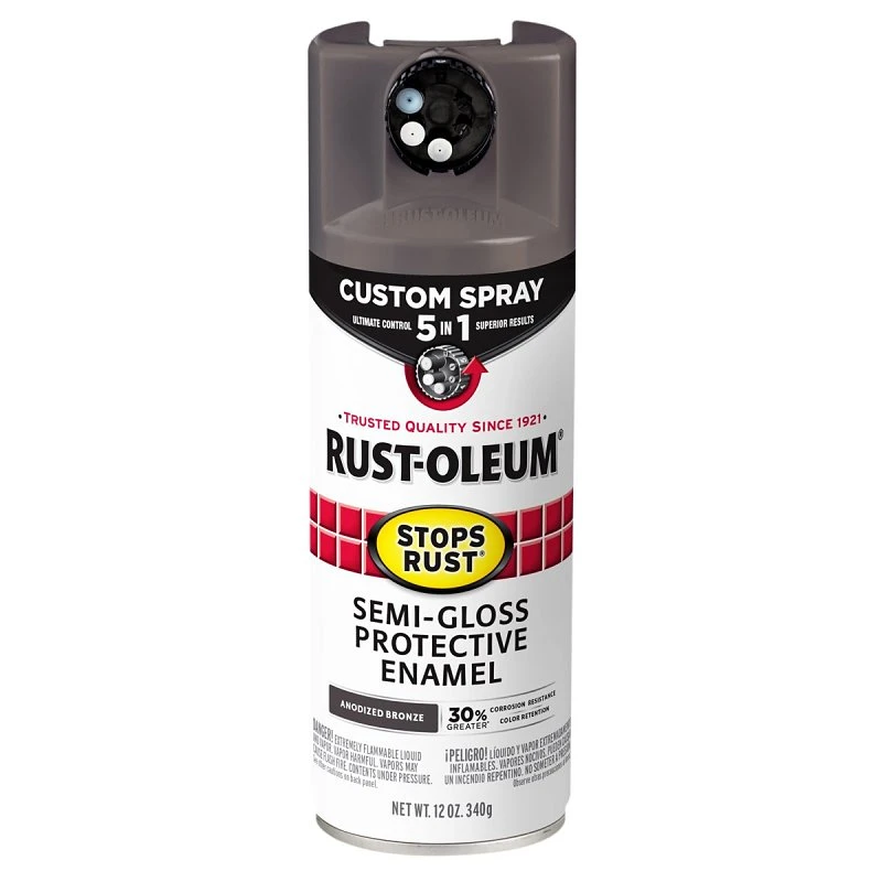 Stops Rust Custom Spray 5-in-1 Spray Paint, Semi-Gloss Anodized Bronze, 12 oz.