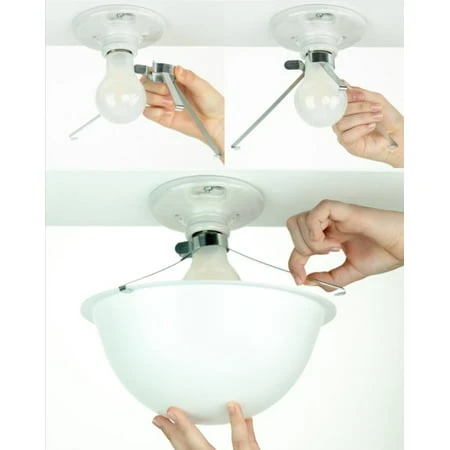 Clip On Ceiling Light Bulb Cover, White Plastic