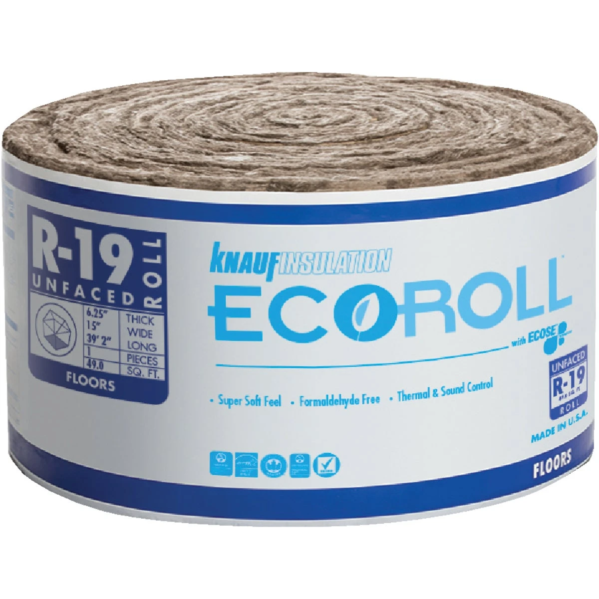 R-19 Kraft Faced Fiberglass Insulation Batt, 15 x 39.2 In.