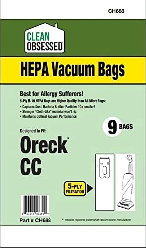 Oreck Vacuum Cleaner Bags, Type CC HEPA, 9-Pk.