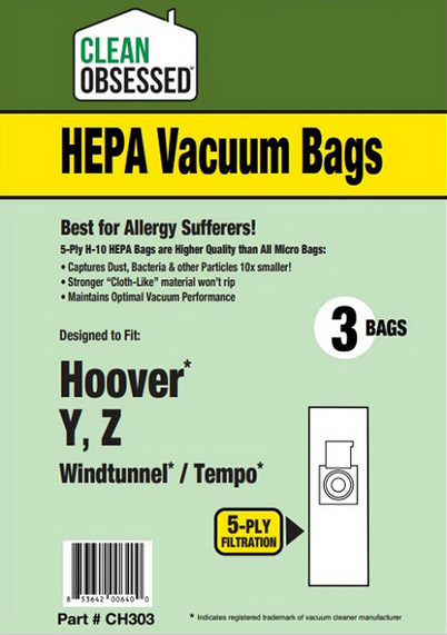 Hoover HEPA Vacuum Cleaner Bags, Type Y, 3-Pk.