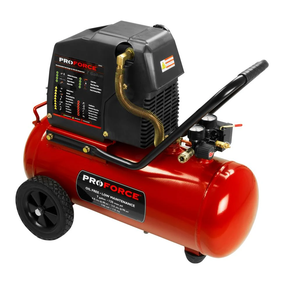 Horizontal Direct Drive Air Compressor Kit, 120V, Oil Free, 7 Gallon