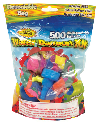 Water Balloon Kit, 500 Biodegradable Balloons & Hose Nozzle