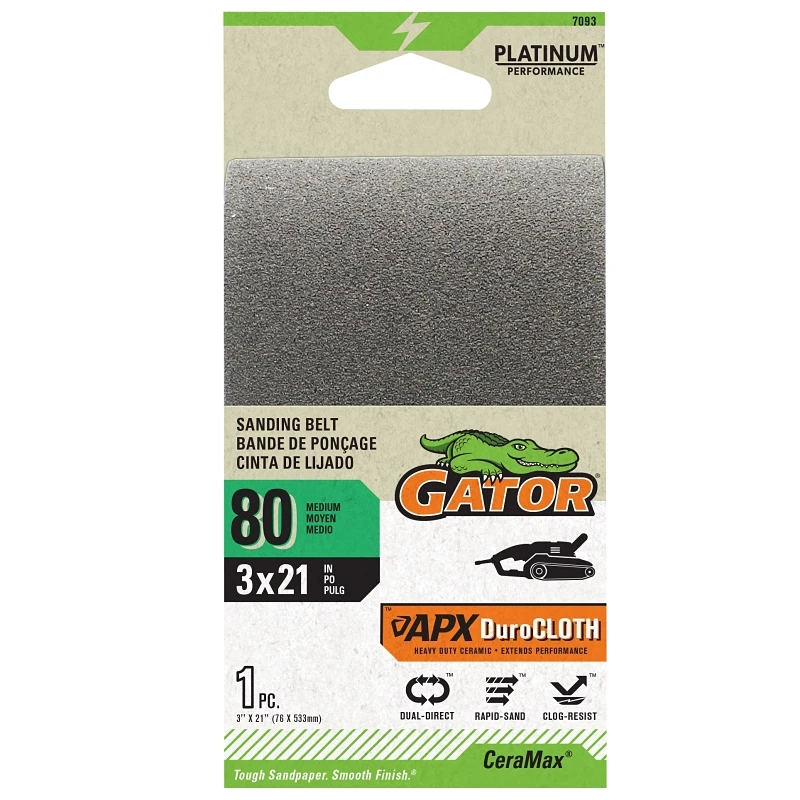 CeraMax Sanding Belts, 80 Grit, 3 x 21 In.