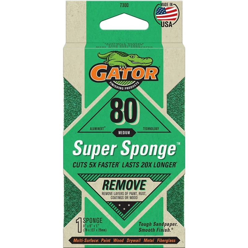 EZ123 Jumbo Sanding Sponge, 80-Grit, 3 x 5 x 1-In.