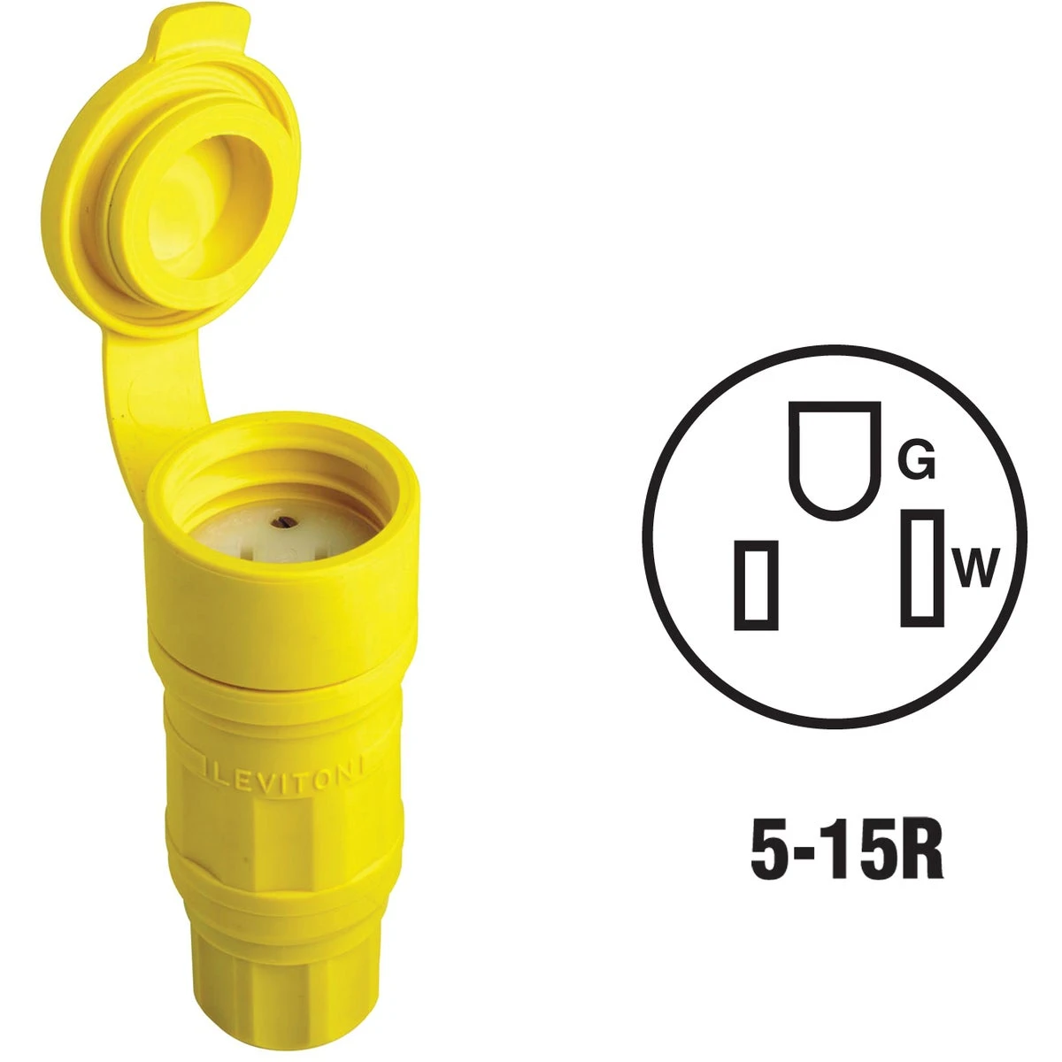 Leviton 15 Amp 125 Volt 3-wire 2-pole Wetguard Cord Connector - Industrial Grade