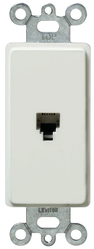 Decora White Flush Mount Telephone Jack, 4-conductor, Model 022-40649-00w