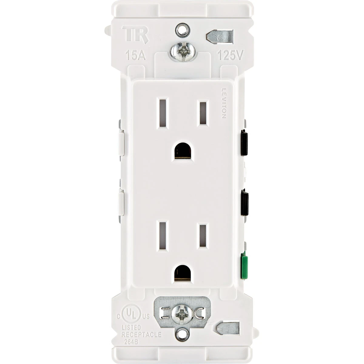 Leviton Decora Edge 15A White Residential Grade 5-15R Duplex Outlet