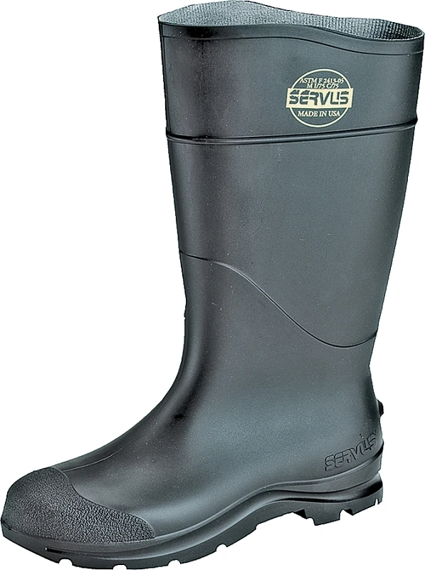Men's Size 12 Black Plain Toe Pvc Rubber Boot - Astm Rated