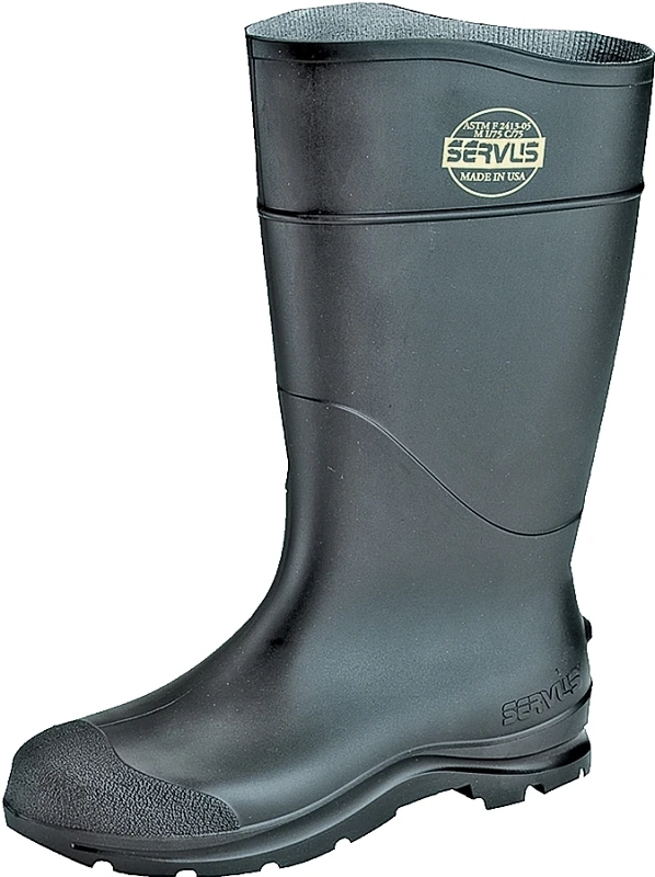 Men's Size 13 Black Plain Toe Pvc Rubber Boot - Astm Rated