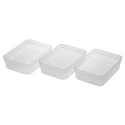 Large Storage Trays, Clear, 9-3/4 x 7 x 2-1/2 In., 3-Pk.