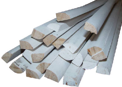 Shoe Moulding, Finger Joint Primed Pine, 7/16 x 3/4 In. x 8 Ft.