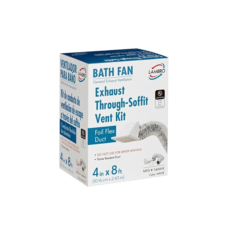 Recessed Bath Fan Exhaust Vent Kit, Through the Soffit, White, 4 In. x 5 Ft.