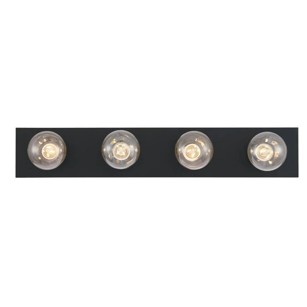 4-Light Bathroom Fixture, Matte Black, 24 In.