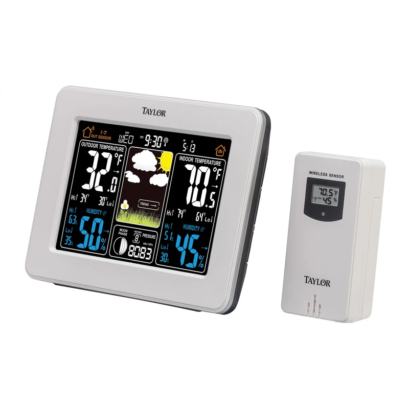 Deluxe Color Weather Forecaster, Indoor/Outdoor, Thermometer, Barometer, More