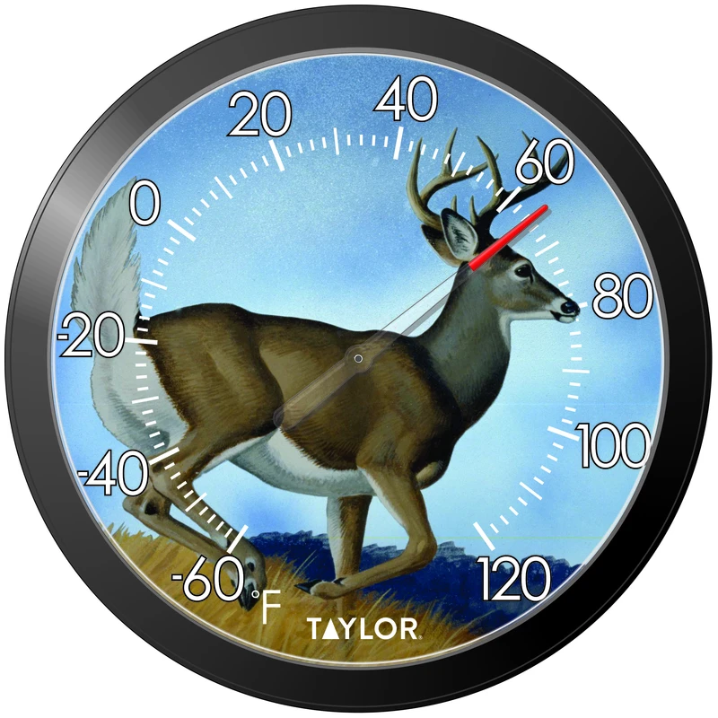 White Tail Deer Thermometer, 13.25 In. Round