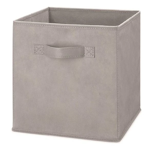 Fabric Storage Cube, Collapsible, Light Gray, 10.5 x 10.5 x 11 In.