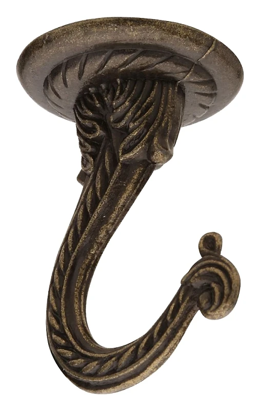 Antique Brass Swag Hook, 2-1/4-inch, 30 Lb Weight Capacity