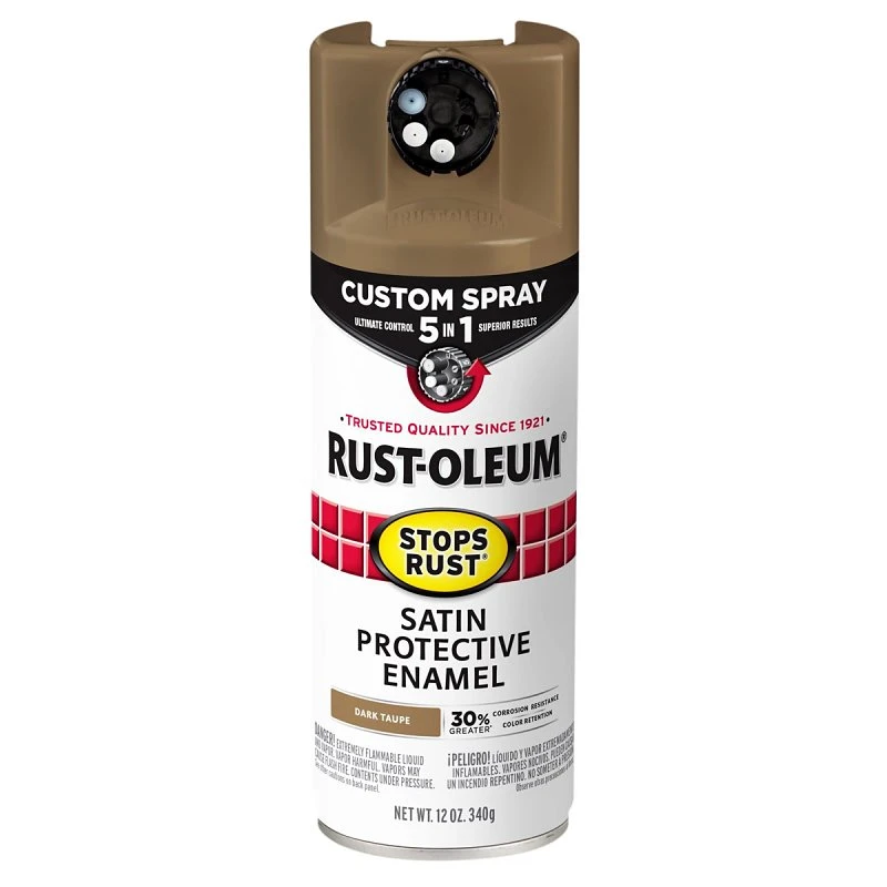 Stops Rust Custom Spray 5-in-1 Spray Paint, Satin Dark Taupe, 12 oz.
