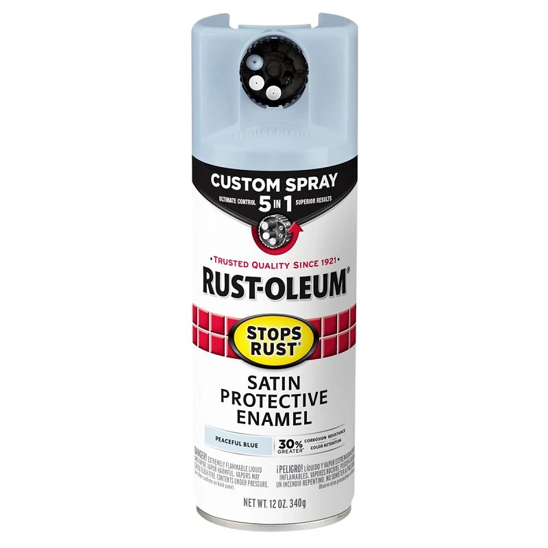 Stops Rust Custom Spray 5-in-1 Spray Paint, Satin Peaceful Blue, 12 oz.