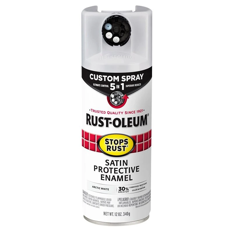 Stops Rust Custom Spray 5-in-1 Spray Paint, Satin Arctic White, 12 oz.