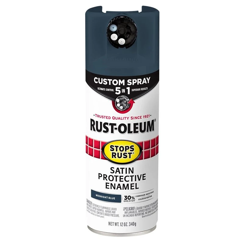 Stops Rust Custom Spray 5-in-1 Spray Paint, Satin Midnight Blue, 12 oz.