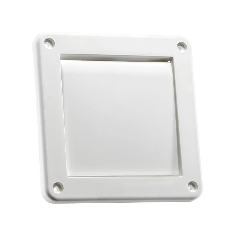 Single Flap Louver Vent, White Plastic, 4 In.