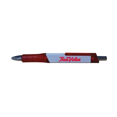 255148 True Value Triangle Grip Pen with White Barrel, Red - Pack of 50