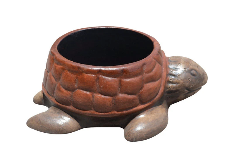 6 In. H X 15 In. W X 14 In. L Assorted Clay Talavera Turtle Planter