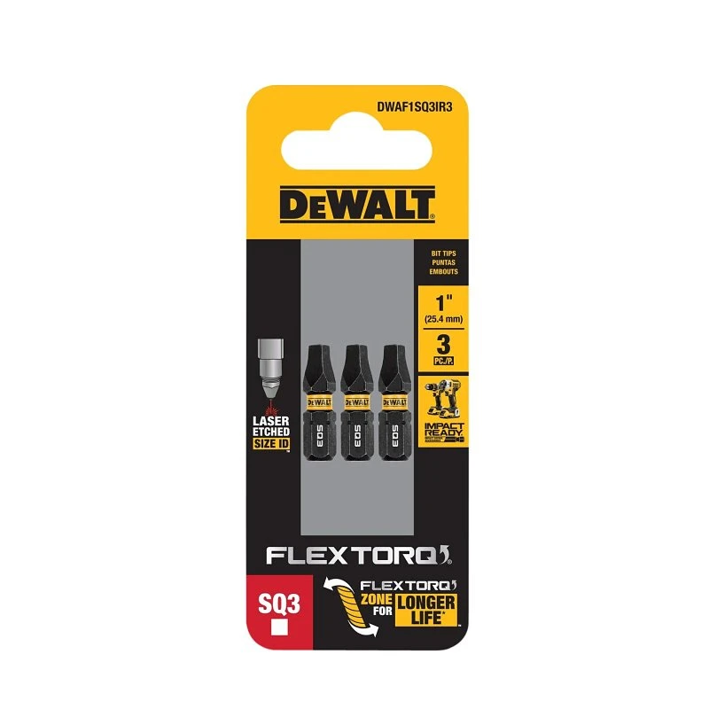 FlexTorq #3 Square Driver Bits, 1 In., 3-Pk.