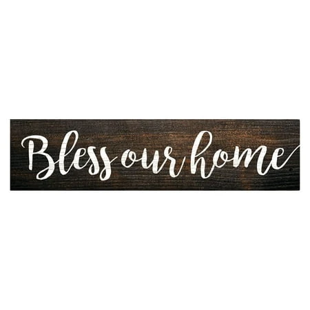Bless Our Home Distressed Mini Pine Wood Tabletop Sign Plaque 6 X 1.5