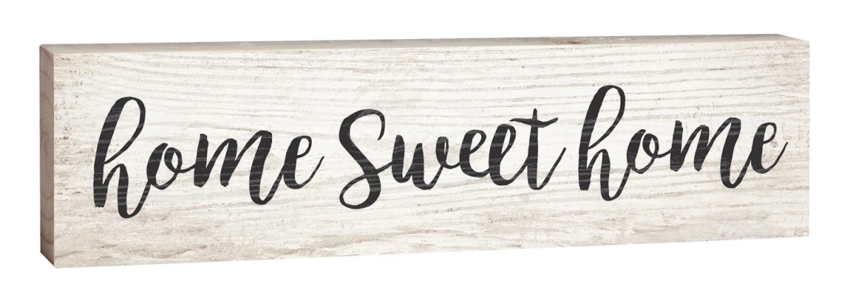 Home Sweet Home Script Design White Wash Solid Pine Wood Tabletop Sign