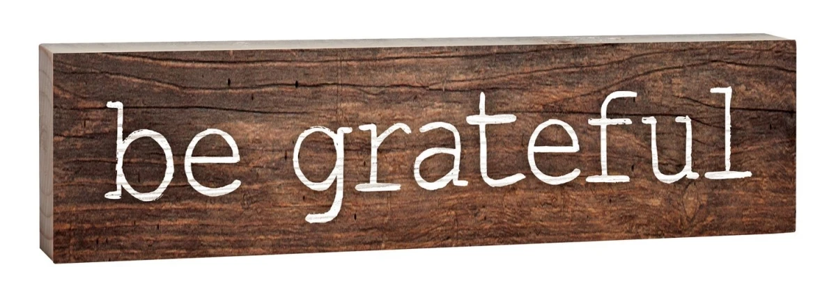 Be Grateful Typewriter Design Distressed Solid Pine Wood Sign 6 X 1.5