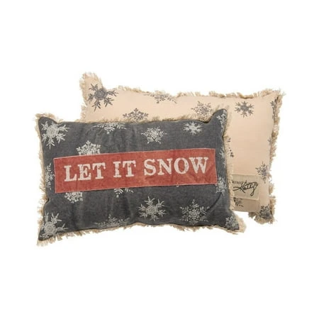 Let It Snow Decorative Accent Pillow - Ivory With Snowflakes Design