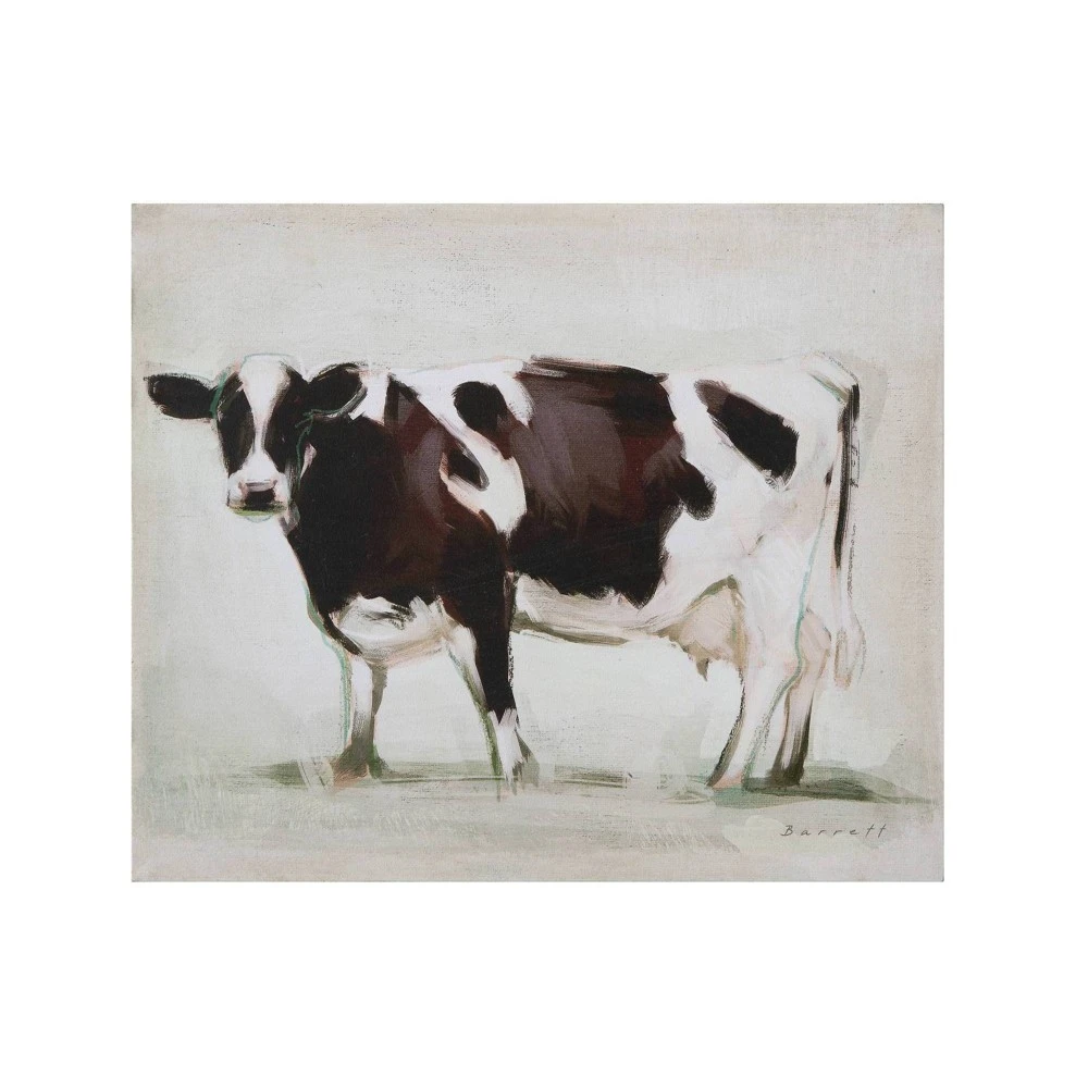 Standing Cow Wall Art Canvas - 3r Studio Framed Decorative Artwork