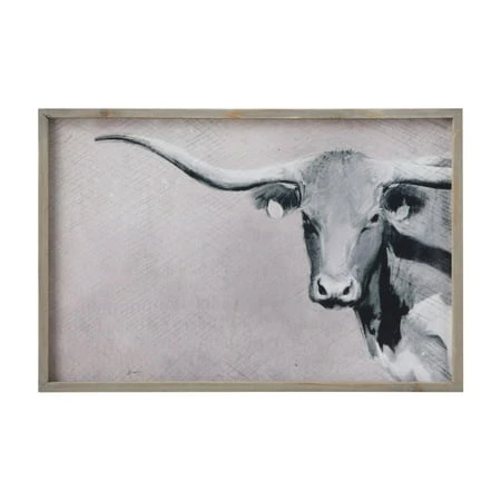Longhorn Image Canvas Wall Decor With Wood Frame - 3r Studios & Creative Co-op
