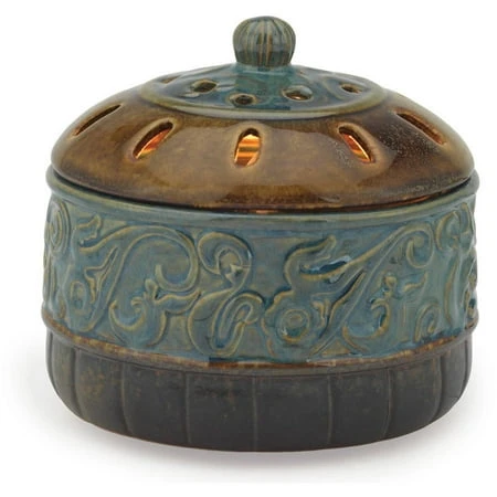 Fan Fragrance Warmer In Azure Scroll Design