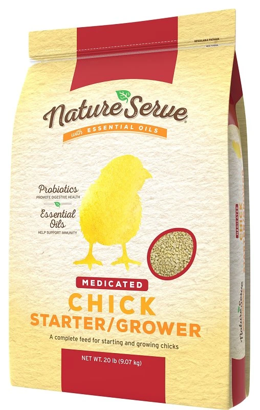 Medicated Chick Starter Grower Feed with Essential Oils, 20 Lbs.