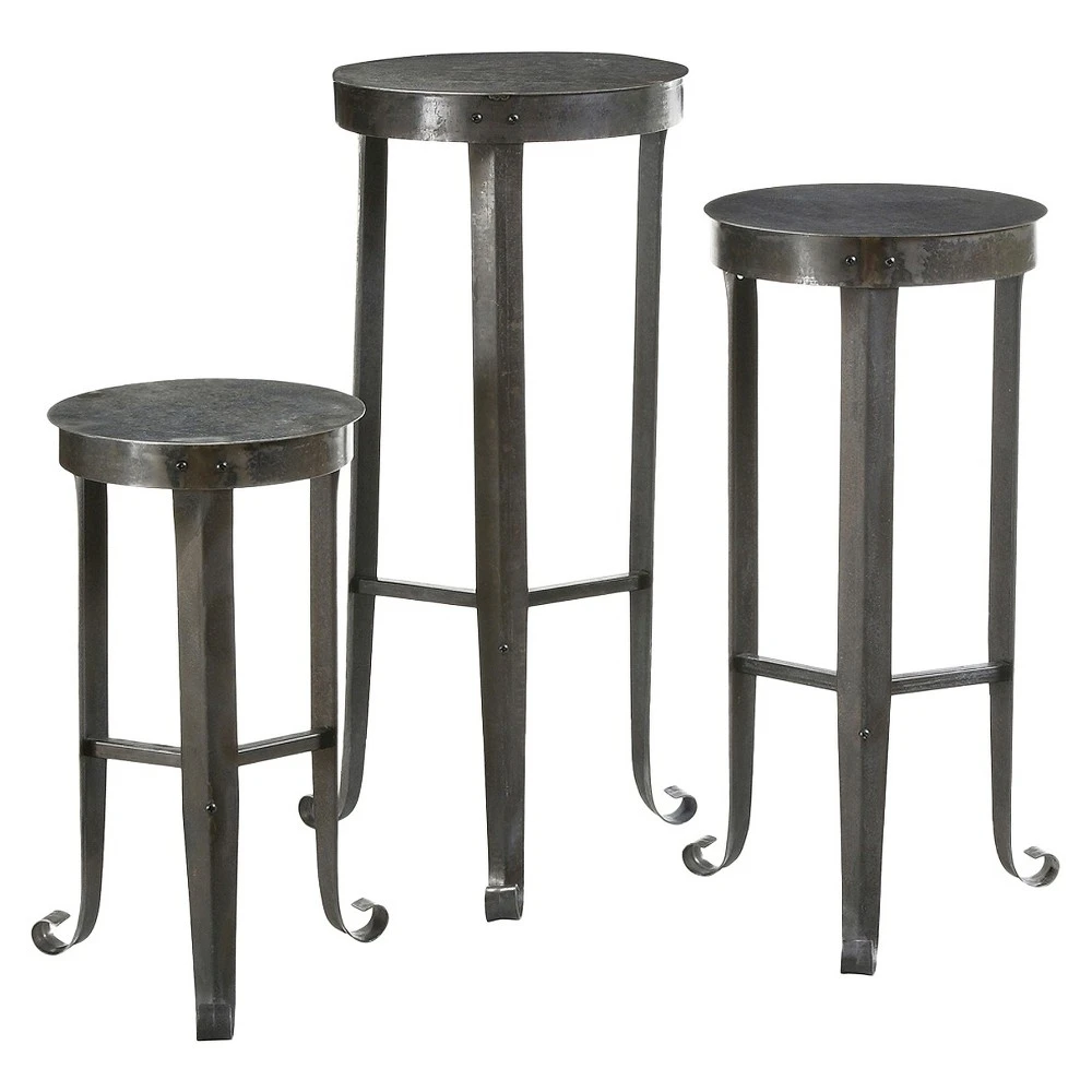 De1076 Metal Plant Stand Set - Stylish Accent Table For Indoor And Outdoor Use