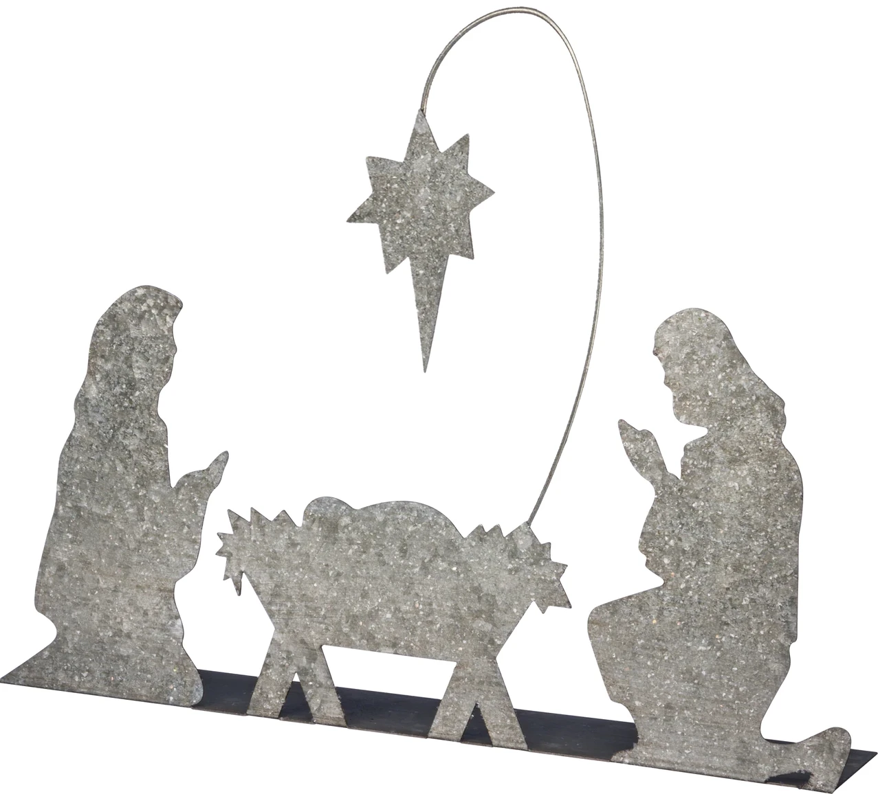 Holy Family Galvanized Metal Nativity Scene 16" X 14" Rustic Christmas Decor
