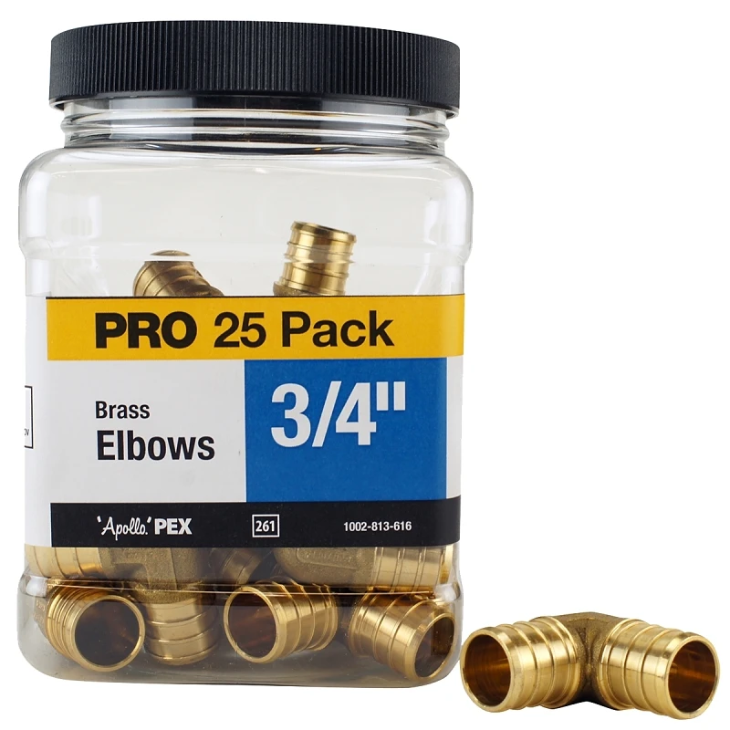 3/4 in. Brass PEX Barb 90° Elbow Jar (25-Pack)