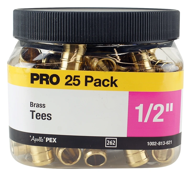 1/2 in. Brass PEX Barb Tee Jar (25 Pack)