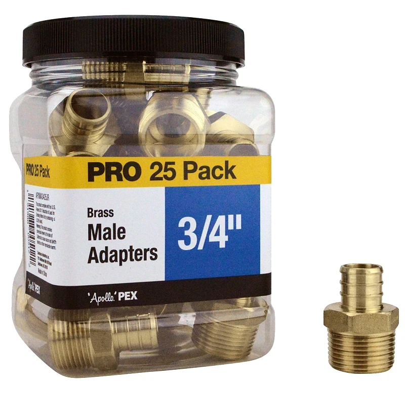 3/4 in. Brass PEX Barb x Male Pipe Thread Adapter Jar (25-Pack)