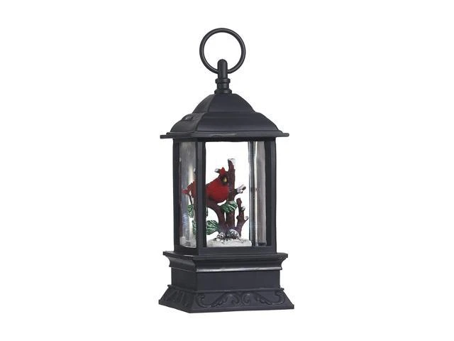 9.5' Battery Operated Lighted Water Lantern With Cardinal In Snowy Tree Decoration