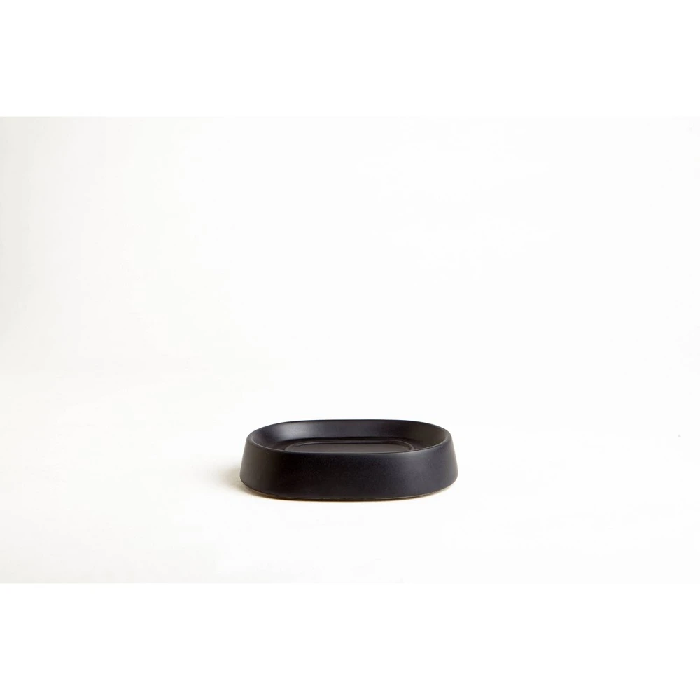 Crater Bathroom Soap Dish, Matte Black Ceramic