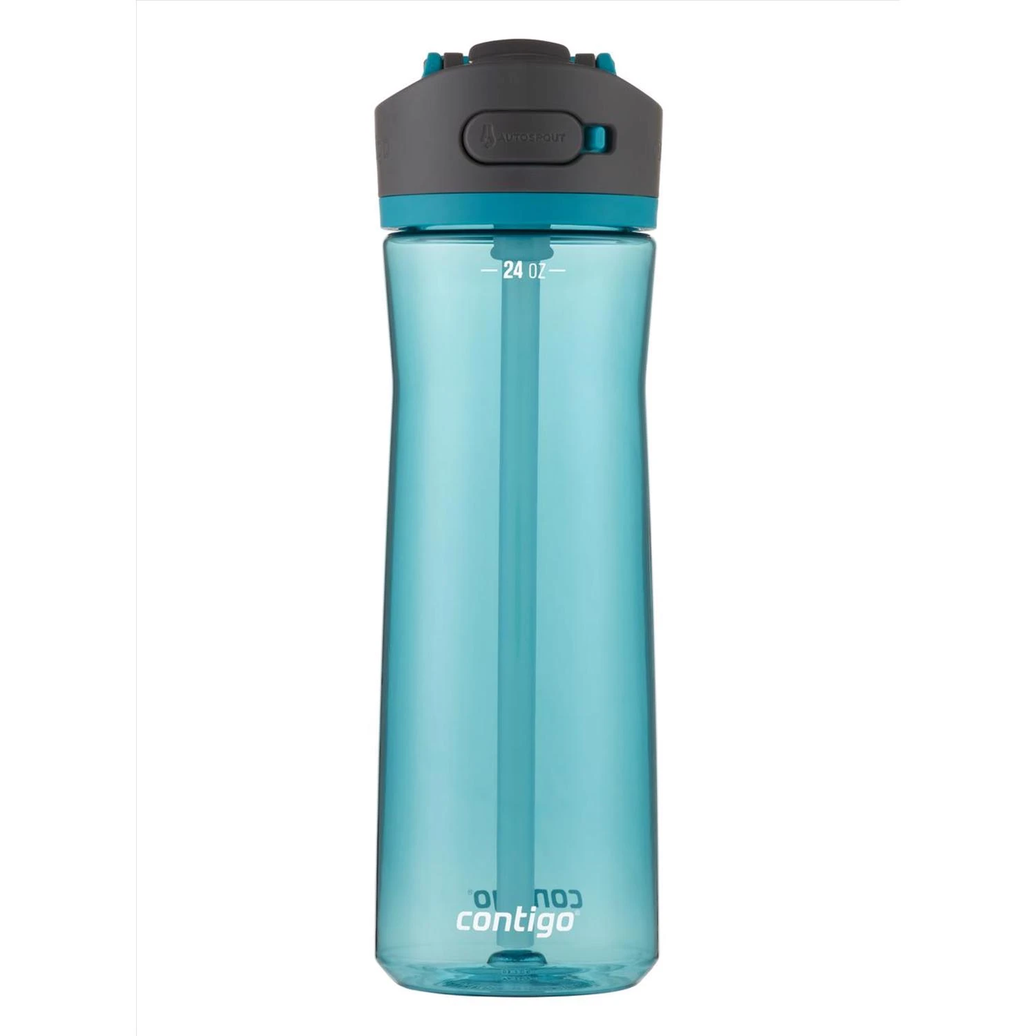 Plastic Water Bottle, Autospout Lid, Teal, 24 oz.